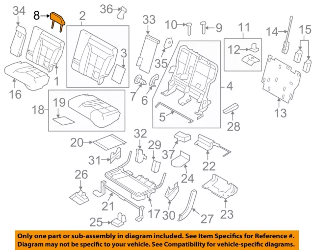 FORD OEM 13-14 Edge Rear Seat-Headrest, Center Right ET4Z78611A08EA