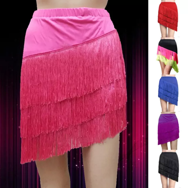 Ladies Party Ballroom Latin Tango Salsa Dance Dress Fringes Tassels Skirt