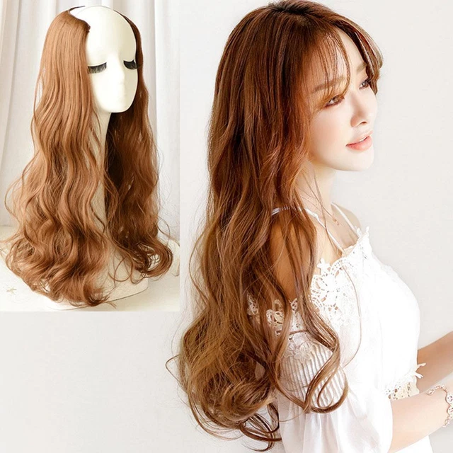 Natural Clip in Half Full Head Hair Extensions One Piece Long Curly Thick NEW