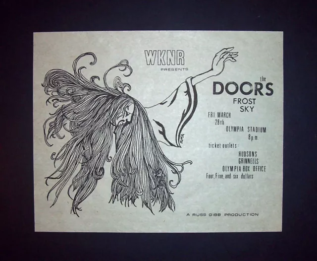 The Doors Olympia Stadium Detroit 1969 Small Poster Type Concert Ad Promo Advert