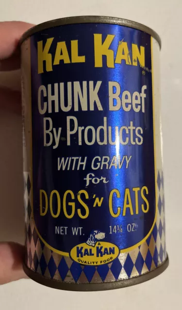 Kal Kan 1970s Chunk Beef By Products Dog & Cat Food Tin Vintage Advertising Can