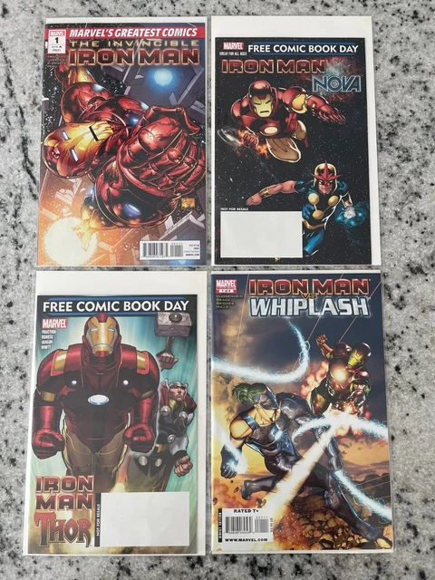 4 Iron Man Marvel Comic Books Whiplash 1 + FCBD Nova / Thor + Invincible 1 J941