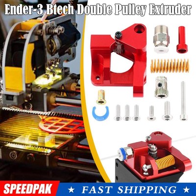 DUAL GEAR DRIVE IN ALLUMINIO METALLO estrusore UPGRADE 3D Ender 3 BTECH CR10S Pro Rosso 