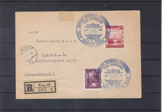 Portorichtiger Reco Ortsbrief ECHT gelaufen 1946 Wien mit Sonderstempel