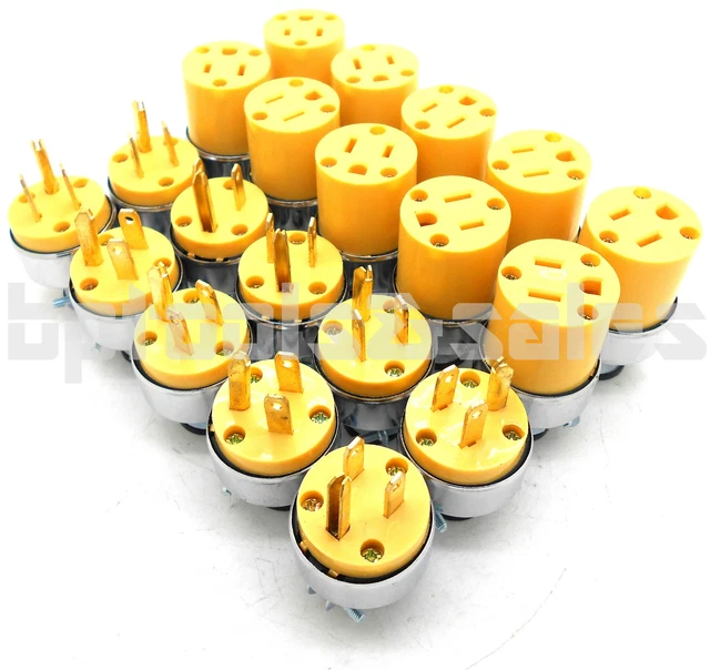 (20) MALE & Female Extension Cord Replacement Electrical Plugs 15AMP