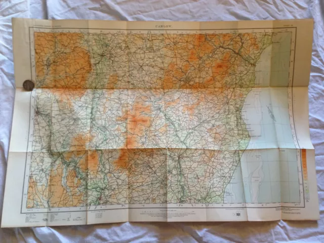 CARLOW - Ordnance Survey Map Ireland 19 - Half Inch to Mile, 30x21 - Dublin 1916