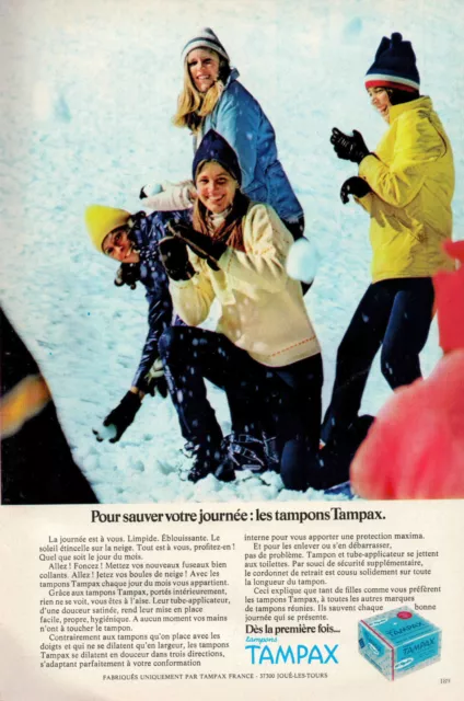 Publicité De Presse 1973 Les Tampons Tampax Pour Sauver Votre Journée - Neige