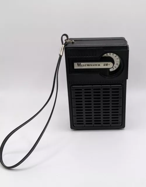 WESTMINSTER Solid State AM Pocket Transistor Radio with Strap, Vintage