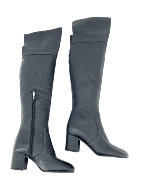 Via Spiga Finlay Boots Black Leather Tall Over The Knee Block Heel SZ 5 New SH15 3