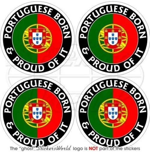PORTUGAL Portugiesisch Geboren & Stolz 50mm Auto Aufkleber x4 Vinyl Stickers