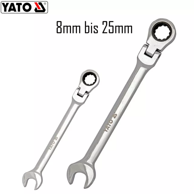 YATO Trinquetes Llave de Boca Fija Flexible Knarren 8mm-25mm