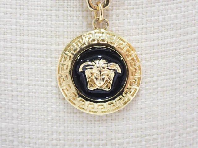 Versace Medusa Necklace Pendant Greca Gold Tone Metal