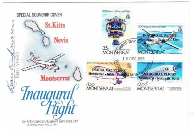 Montserrat Sg #586-9 (Komplettes Set) Inaugural Flight Montserrat ~ Nevis ~ St
