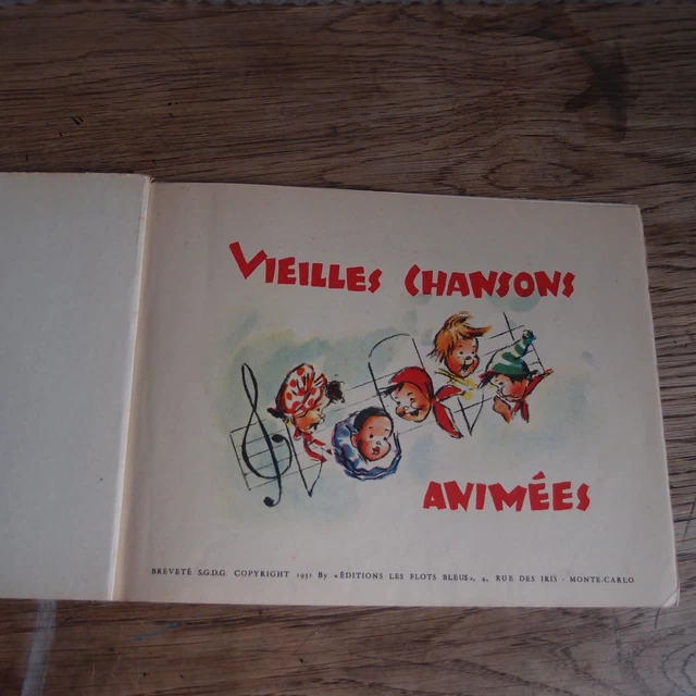 Livre ancien Germaine Bouret Vieilles chansons animées 1951 album à système 2