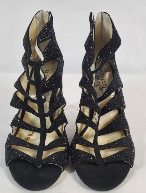 Michael Kors Women's Mavis Black Open Toe Cage Stiletto Strappy Heels Size 6M