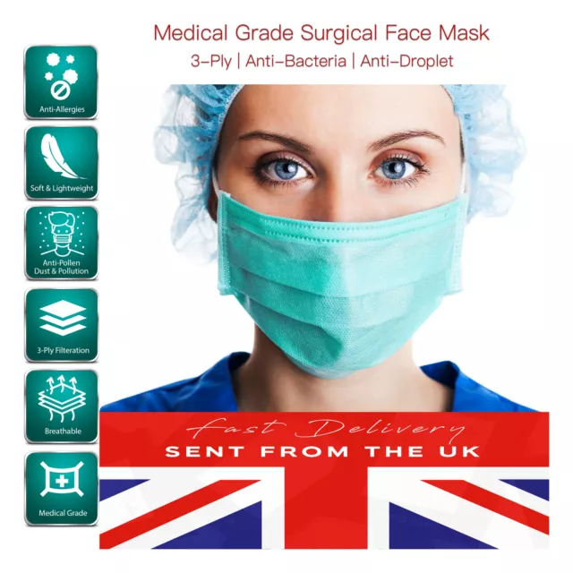 Disposable Face Masks Medical Mask Surgical Mask UK NOSE BAND FIT Multi-Pack