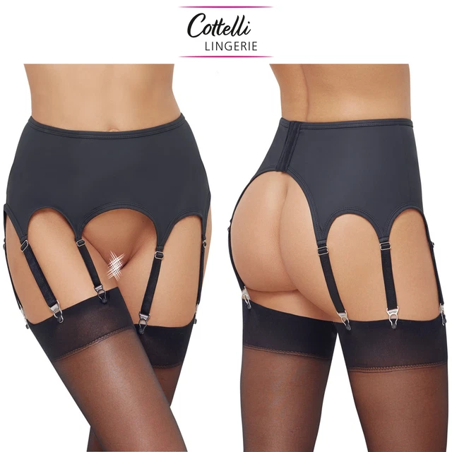 Reggicalze Donna Con 10 Cinghie E Clip In Metallo - S-XXL, Nero, Elasticizzato