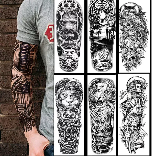 Waterproof Temporary Tattoo Sticker Full Arm Leg Large Body Art Cool Rock Decal