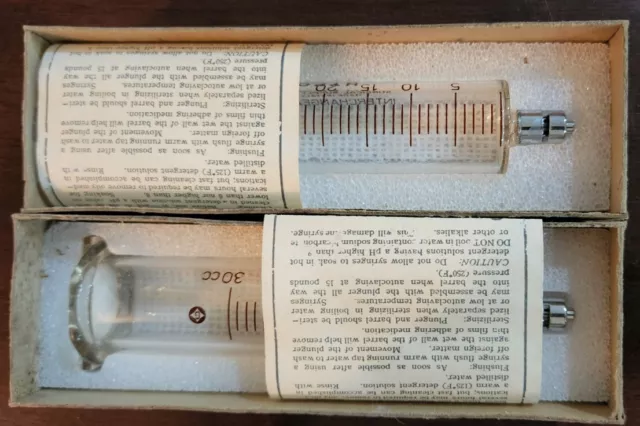 Vintage Glass Barrel Luer Syringe Needle Lock Hypo Surgical Supply Corp 30CC 12S
