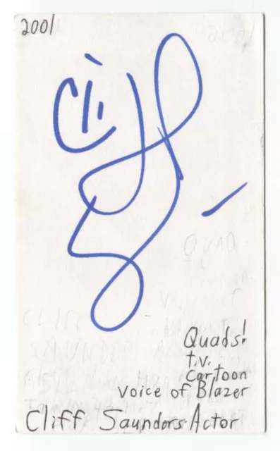 Cliff Saunders Signed 3x5 Index Card Autographed Signature Quads Voice of Blazer