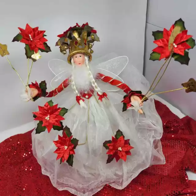 Patience Brewster Krinkles Dept 56 Christmas Tree Topper Poinsettia Fairy Queen