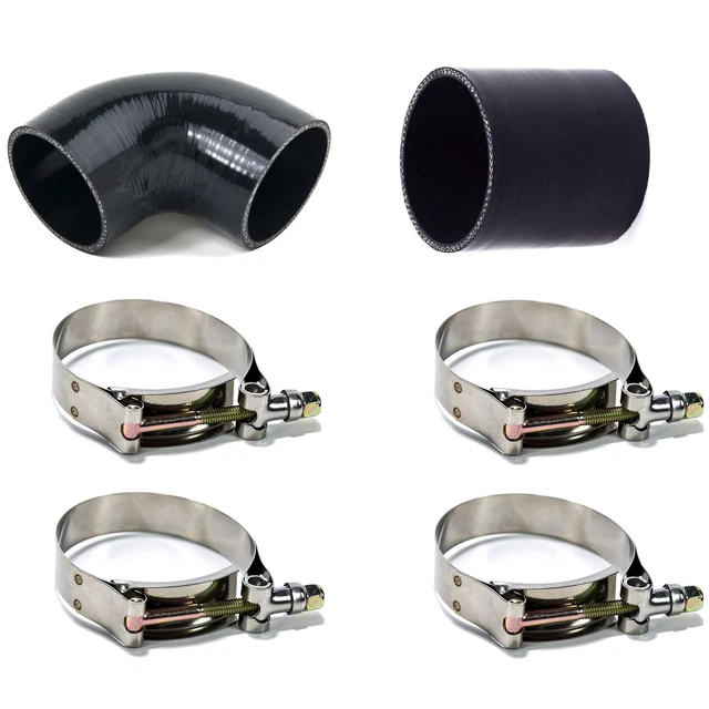 Squirrelly 3" Silicone Coupler 1x Straight & 1x 90 Degree with 2x T-Bolt Clamp