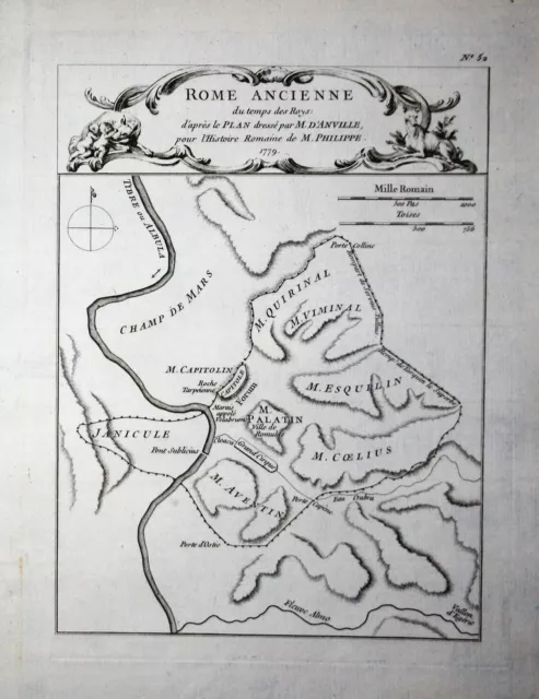 Rome Roma Rom Italia Italy Philippe Pretot Karte map Kupferstich engraving 1787
