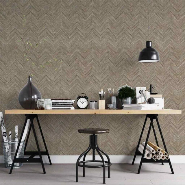 Topchic Carta da Parati Herringbone Marrone