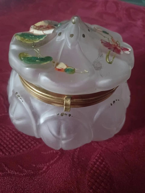 Antike Glas Deckeldose Schatulle Biedermeier