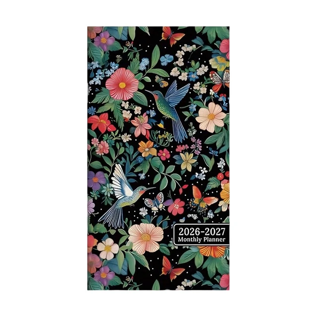 POCKET FLOWER CALENDAR 2026-2027 Date Monthly Yearly Planner, Schedule ...