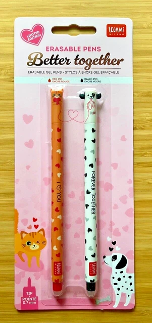 LEGAMI - Set Of 7 Erasable Gel Pens Bunny 2-in-1 Pencil Case - With