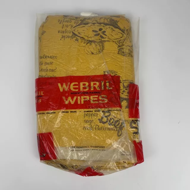 RARE Vintage Kendall Company Webril Wipes Yellow Kitchen Theme Made in USA