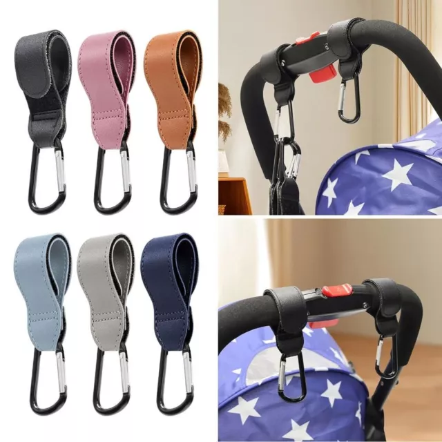 Stroller Accessories Bicycle Hook PU Leather Diaper Bag Hooks Carabiner