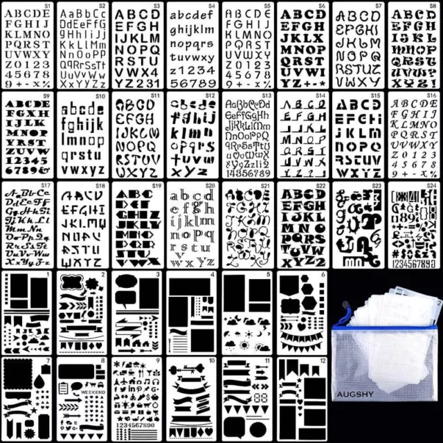 36x Alphabet Stencil Letter Number Stencils Template Painting Scrapbook Paper AU