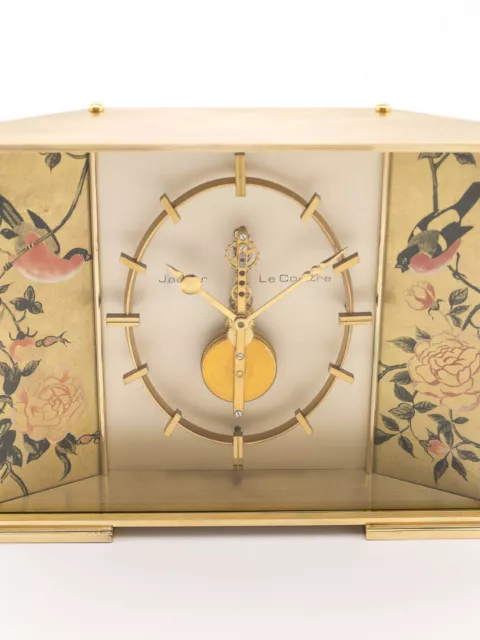 Jaeger-LeCoultre BIRDS and ROSES table desk clock with 8 day inline 1965 2