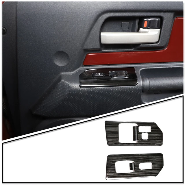 Black Steel Window Lift  Switch Cover Interior Trim For Toyo*ta FJ Cruiser 07-21