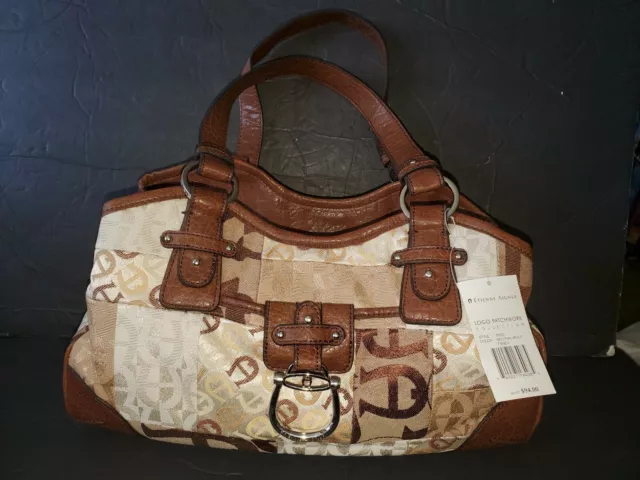 New with Tags ETIENNE AIGNER Patchwork Brown Logo 14 1/2" Long MSRP $98.00