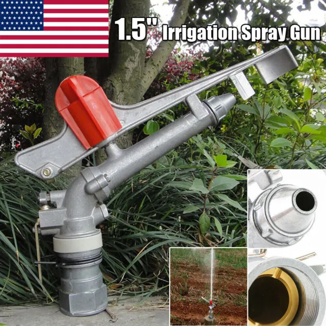 1.5" Irrigation Spray Gun Sprinkler Gun 360° Adjustable Large Area Water Garden