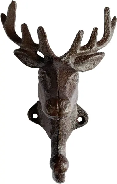 Rustic Heavy Duty Cast Iron Decorative Deer Wall Hooks Deer Antler Key Hat Holde