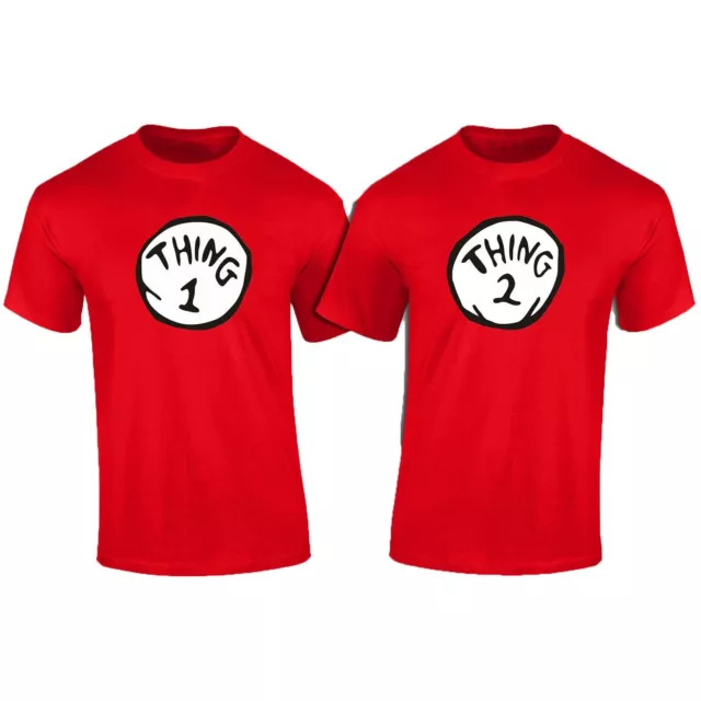 Thing 1 and 2 T-shirt Funny Family Unisex shirt Fancy-Dress Cotton T-Shirts RED