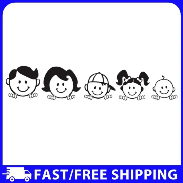 5x25cm Happy Family Car Sticker Art Design Pattern for Windshield (Black)