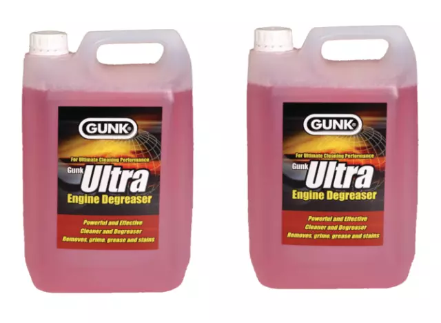 2 x Gunk Ultra Motor Entfetter 5L Reiniger Auto Fett Schmutzentferner Bürste auf