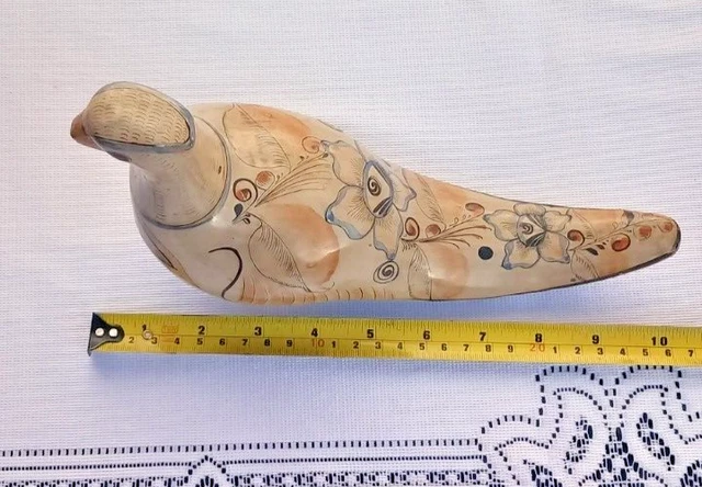 Vintage große mexikanische Tonala handbemalte Keramik Taube Vogel Volkskunst 26 cm sehr guter Zustand