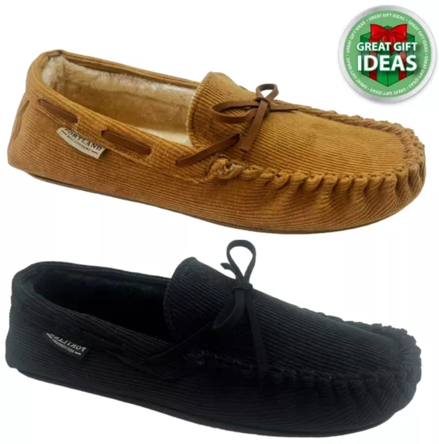 Mens Moccasin Slippers In Door Home Soft Winter Warm Lined Shoes Sizes 7-12 New