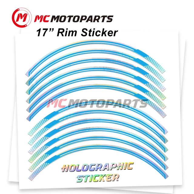 Chrome Rainbow Holographic Rim Wheel Sticker For Kawasaki Ninja ZX6R ZX14R