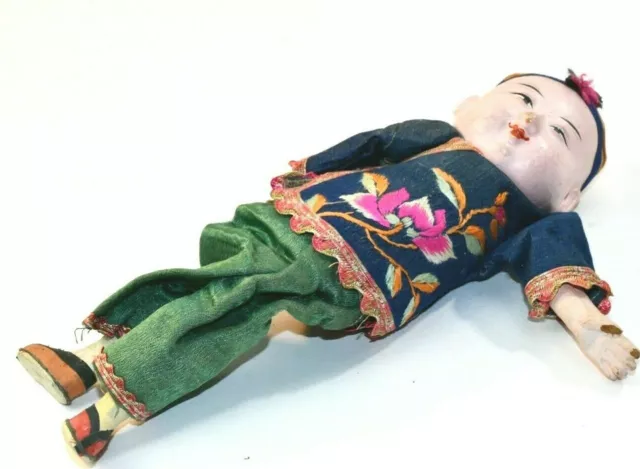 Antique 10" Paper Mache Japanese Boy Doll Pre-Owned