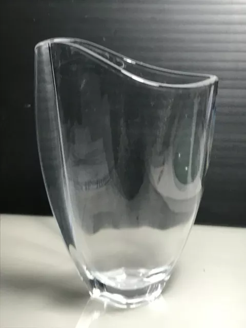 Scandinavian Style Curved Wave Clear Art Glass Vase