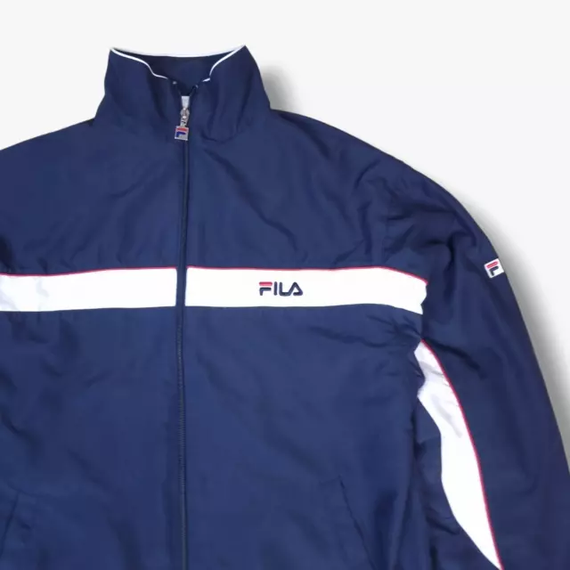 FILA Tracksuit Track Top Jacket Small S Mens Navy Blue Full Zip Retro Coat 3