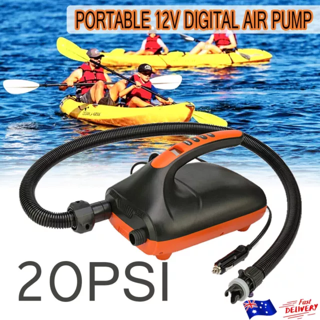 20 PSI 12V Digital Electric Air Pump Dual Stage Inflatable SUP Paddle Boat Board