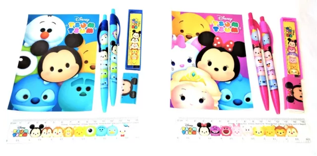 2 Disney Mickey Mouse & Friends Tsum Tsum Stationery Set NEW Pencil Pen Ruler